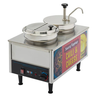 Winco 51073A Dual 7 Qt. Wells Benchmark Chili And Cheese Warmer - 120V 1200W