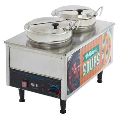 Winco 51072S Dual 7 Qt. Wells Benchmark Soup Station Warmer - 120V 1200W
