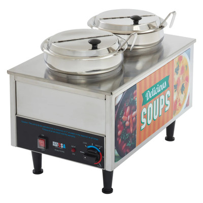 Winco 51072S Dual 7 Qt. Wells Benchmark Soup Station Warmer - 120V 1200W