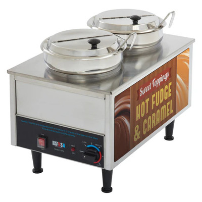 Winco 51072H Dual 7 Qt. Wells Benchmark Hot Fudge And Caramel Warmer - 120V 1200W