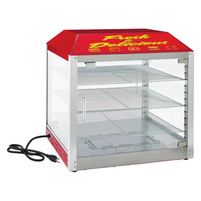Winco 51048 Benchmark Hot Food Display Case Countertop Pass-Thru 23"W x 23"D x 24-1/2"H Aluminum & Stainless Steel Construction - 450 watts 120v/60/1-ph 3.8 Amps