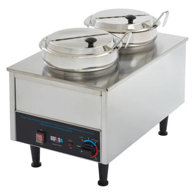 Winco 51072P Dual 7 Qt. Wells Benchmark Dual Well Warmer - 120V 1200W