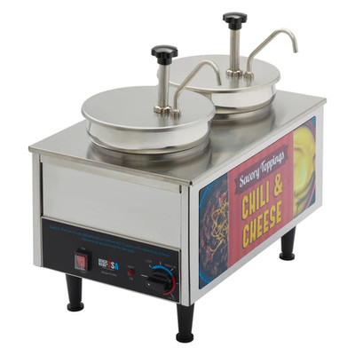 Winco 51074A Dual 7 Qt. Wells Benchmark Chili And Cheese Warmer - 120V 1200W