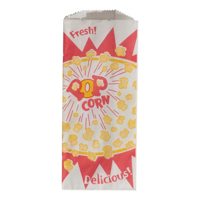 Winco 41001 3-1/2"W x 2"D x 8"H  1 Oz. Benchmark Popcorn Paper Bag (1000 Bags Per Pack)