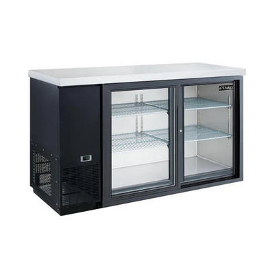 Dukers DBB60-S2 61 1/9"W Two-Section Reach-In Glass Door Refrigerated Back Bar Cooler With LED Lighting