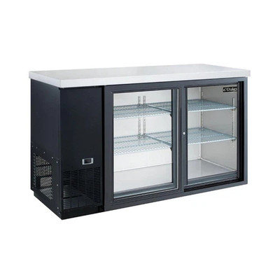 Dukers DBB48-S2 49 1/5"W Two-Section Reach-In Glass Door Refrigerated Back Bar Cooler With LED Lighting