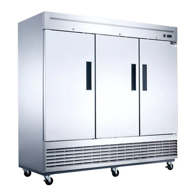 Dukers D83R 82"W Stainless Steel 3 Glass Doors Refrigerator