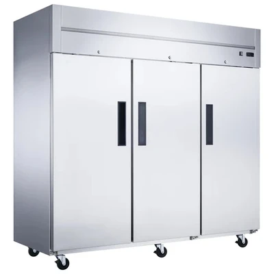 Dukers D83AR 80" Reach-In Three-Section Top Mount Self-Contained Refrigerator