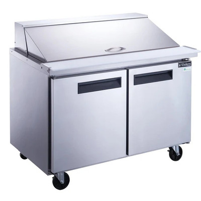 Dukers DSP48-18M-S2 48" 2 Solid Self-Closing Doors Mega Top Sandwich / Salad Prep Table