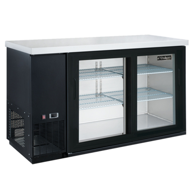 Dukers DBB60-H2 61 1/9"W Two-Section Reach-In Glass Door Refrigerated Back Bar Cooler With LED Lighting