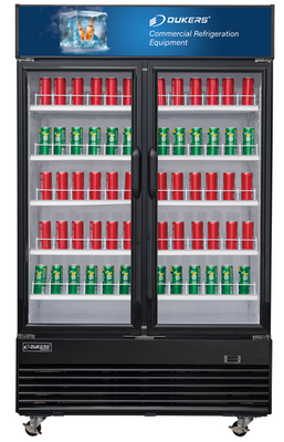 Dukers DSM-48R 54"W Black Swing Refrigerated Merchandiser With Canopy LED Lighting