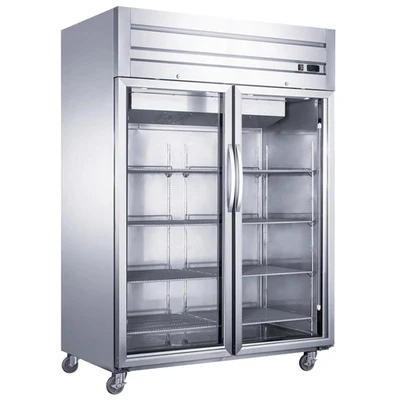 Dukers D55AR-GS2 55.13"W Stainless Steel Glass Door Refrigerator