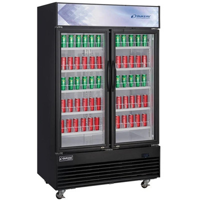 Dukers DSM-33R 47"W Black Swing Refrigerated Merchandiser With Canopy LED lighting