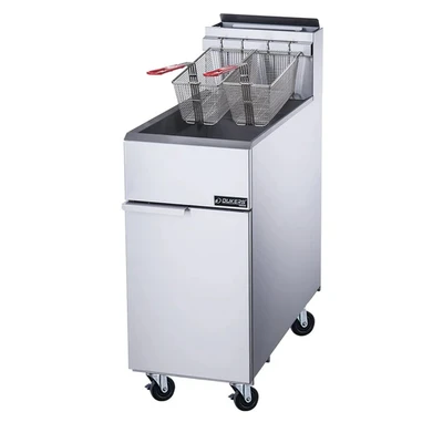 Dukers DCF4-NG 55 lb. Capacity Natural Gas Floor Model Fryer - 120,000 BTU