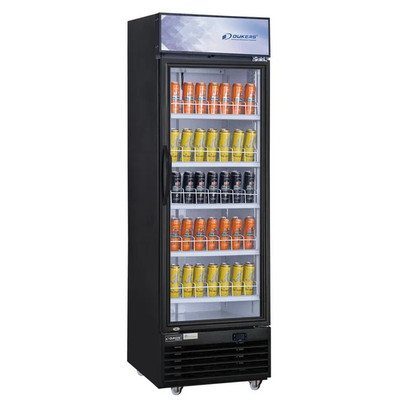 Dukers DSM-15R 27"W Black Swing Refrigerated Merchandiser With Canopy LED lighting