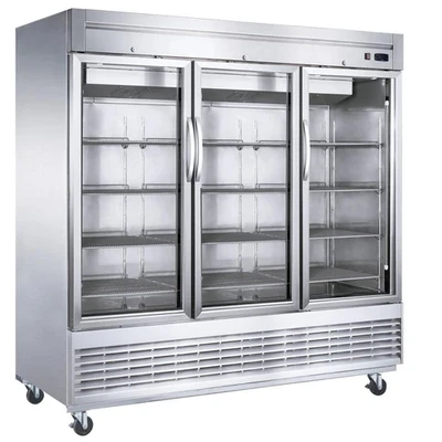 Dukers D83R-GS3 82.63"W Stainless Steel Glass Door Refrigerator