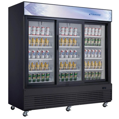 Dukers DSM-68SR 78" 3 Sliding Tempered Glass Doors Reach-In Refrigerated Merchandiser