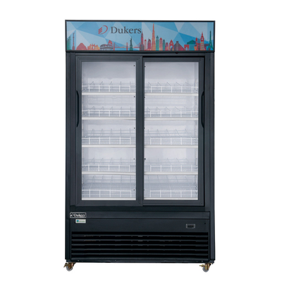 Dukers DSM-40SR 47"W Black Sliding Refrigerated Merchandiser With Canopy LED Lighting