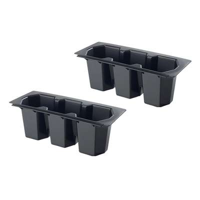 Krowne 30-502 Black ABS Plastic (2) Three Compartment Bottle Wells For Ice Bins