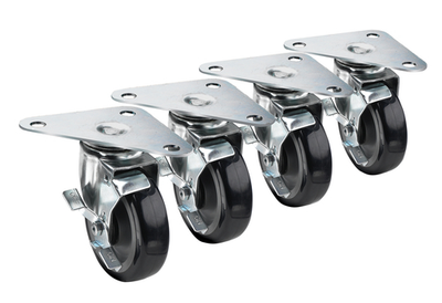 Krowne 28-161S 5" Dia Grease Resistant Krowne Large Triangle Heavy Duty Plate Caster Swivel With Lock - (Set of 4)