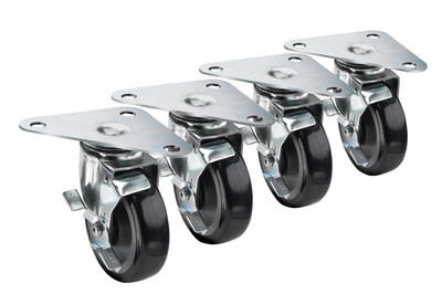 Krowne 28-161S 5" Dia Grease Resistant Krowne Large Triangle Heavy Duty Plate Caster Swivel With Lock - (Set of 4)