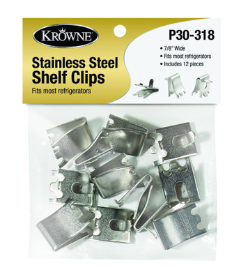 Krowne P30-318 Stainless Steel 12-Pack Snap-In Shelf Supports For Refrigerators