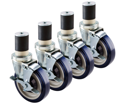 Krowne 30-129S Economy Series 6" Overall 1-5/8" Stem Worktable Caster with Side Brake, 5" Wheel, Set of 4