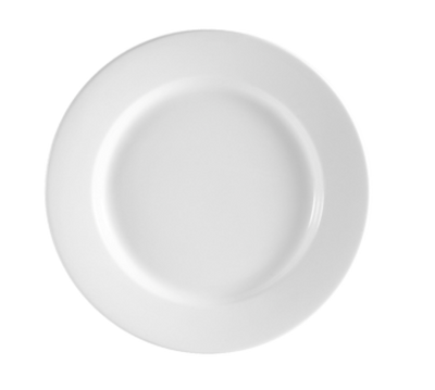 CAC China RCN-9 9 0.75" Dia. Super White Porcelain Round Clinton Plate (2 Dozen Per Case)