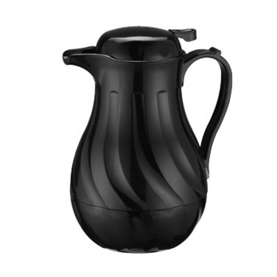 Winco VSW-64K 64 Oz. Double Wall Insulated Plastic Black Beverage Server