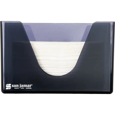 San Jamar T1720TBK 11-1/4"W x 5"D x 8"H Black Plastic Countertop Towel Dispenser