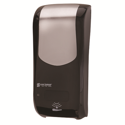 San Jamar SH970BKSS 900 mL Black Plastic Battery Operated Summit Rely Hybrid Soap Dispenser