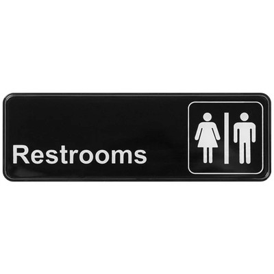 Winco SGN-313 9" x 3"H Restroom With Symbol Information Sign