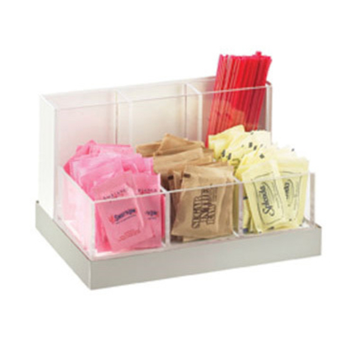 Cal-Mil 3013-55 8 3/4"W x 6"D x 5"H Clear Acrylic Luxe Condiment / Stir-Stick Organizer