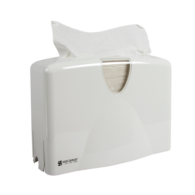San Jamar T1740WH 12&quot;W x 5-1/2&quot;D x 8-1/2&quot;H White Plastic Countertop Towel Dispenser