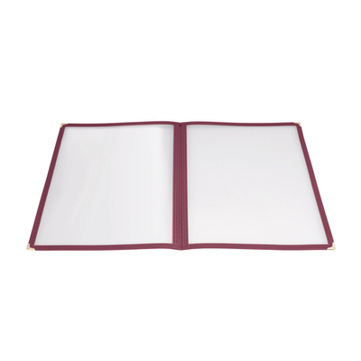 Winco PMCD-9U 8-1/2" x 11" Burgundy Double Fold Menu Cover