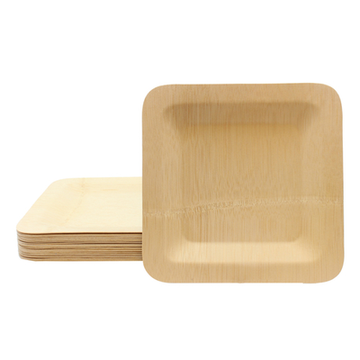 TableCraft Products BAMDSP7 7" D x 7" W Square Bamboo Cash & Carry Disposable Plate