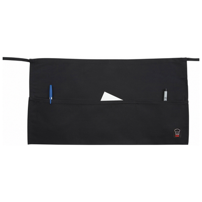 Winco WA-1221 21 3/4"L x 12 1/2"W Signature Chef Black 3 Pockets Waist Apron
