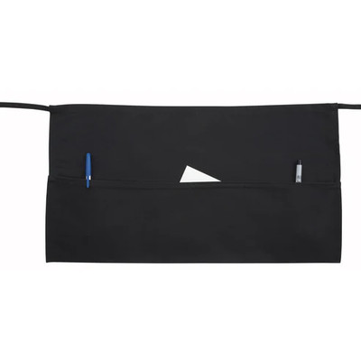 Winco WA-1221 21 3/4"L x 12 1/2"W Signature Chef Black 3 Pockets Waist Apron