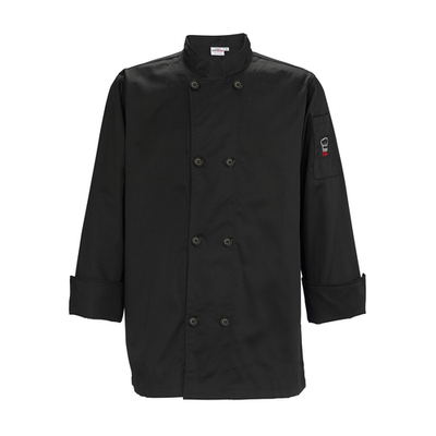 Winco UNF-6K3XL Tapered Fit Signature Chef Black 3XL Double Breasted Mulholland Chef Jacket