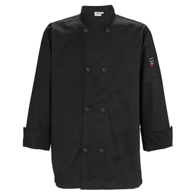 Winco UNF-6K3XL Tapered Fit Signature Chef Black 3XL Double Breasted Mulholland Chef Jacket