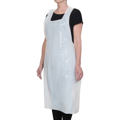 Winco BADP-2846 White Plastic Waterproof Disposable Bib Apron