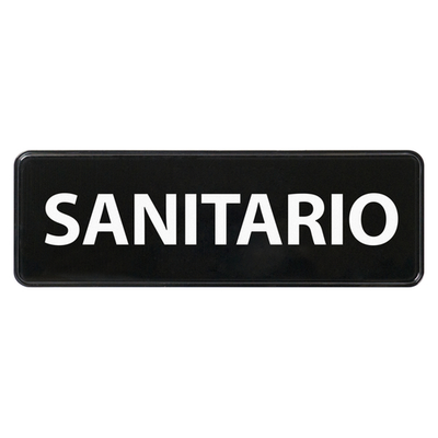 Winco SGN-367 9" x3"H "Sanitize" In Spanish With Symbol Information Sign