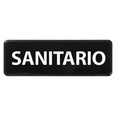 Winco SGN-367 9" x3"H "Sanitize" In Spanish With Symbol Information Sign