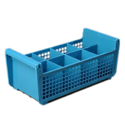 Carlisle C32P114 8 Compartments Polypropylene Blue Opticlean Perma-San Flatware Basket