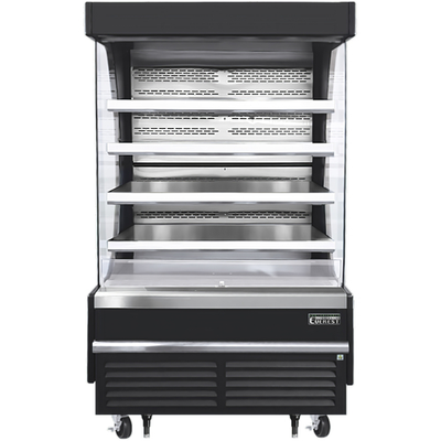 Everest Refrigeration EOMV-48-B-35-T Stainless Steel Interior Black Exterior Vertical Open Display Merchandiser - 115V