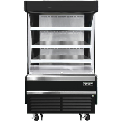 Everest Refrigeration EOMV-36-B-28-S Stainless Steel Interior Black Exterior Vertical Open Display Merchandiser - 115V