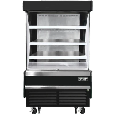 Everest Refrigeration EOMV-36-B-28-S Stainless Steel Interior Black Exterior Vertical Open Display Merchandiser - 115V