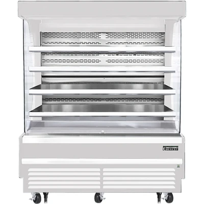 Everest Refrigeration EOMV-72-W-28-T 73 1/4" x 28 3/8 x 78" Stainless Steel Interior Vertical Open Display Merchandiser