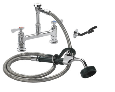 Krowne 19-208L Deck Mount Royal Series Utility Spray Assembly with 8" Adjustable Centers 72" Stainless Steel Flexible Hose