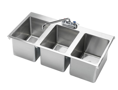 Krowne HS-3819 36" x 18" Drop In Three Compartment Hand Sink
